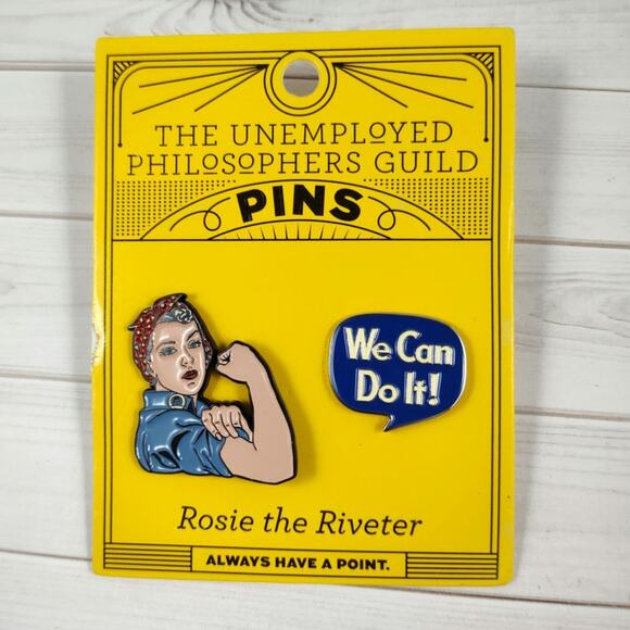 Rosie the Riveter & We Can Do It! Enameled 2 Pin Set - Picture 1 of 5